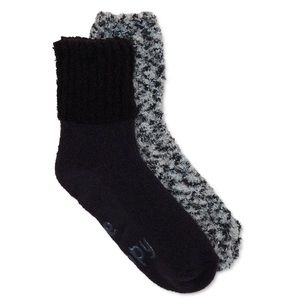 Joyspun Women's Lounge Socks, 2-Pack Size 4-10 black gray hosiery comfy stretchy